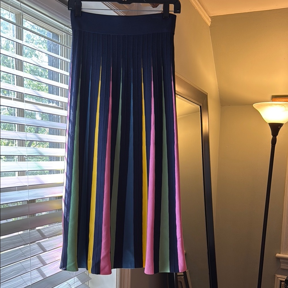 Anthropologie Blue A-Line Pleated Midi Skirt Casual